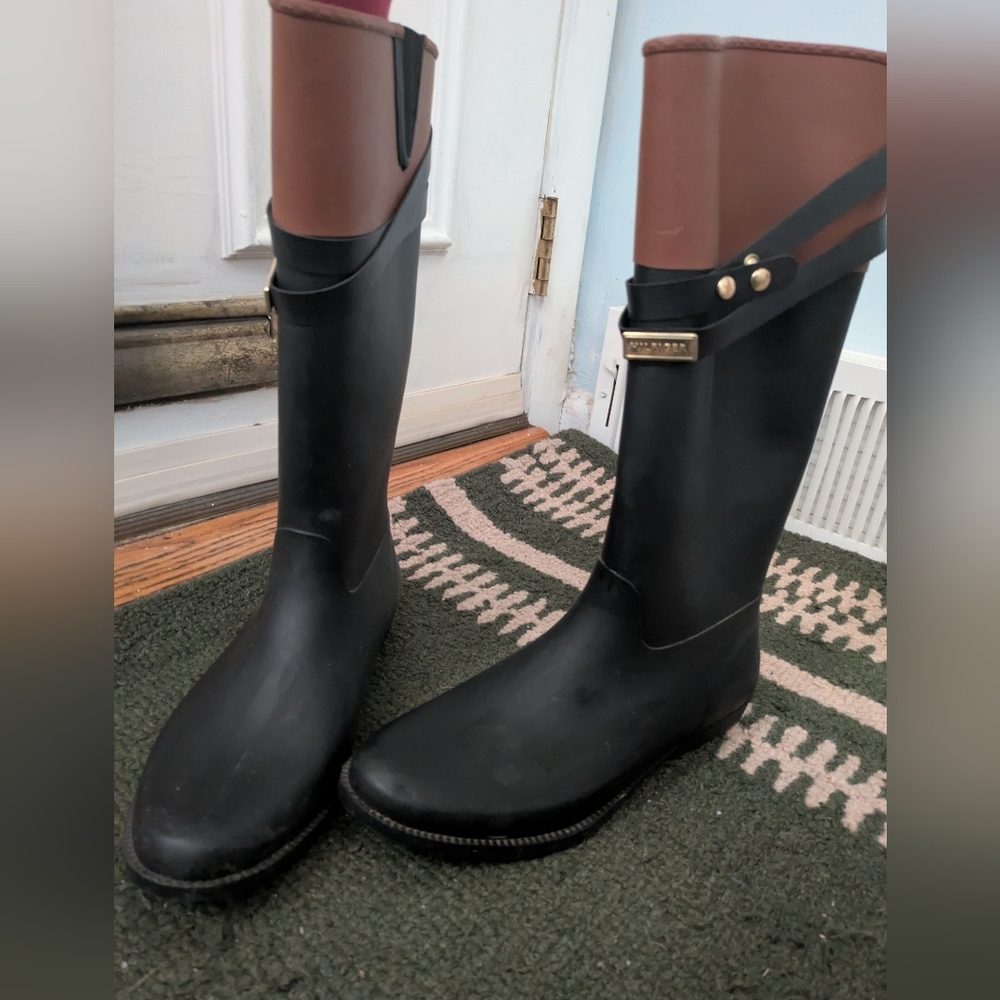 Tommy Hilfiger Black and Brown Rain Boots Wellies 11